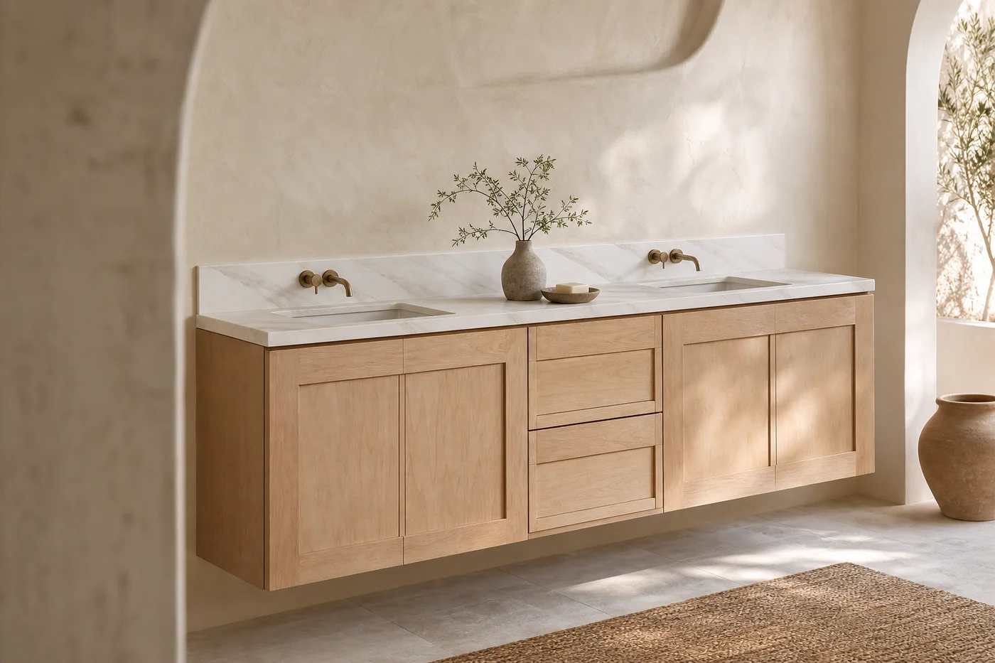Desert collection interior featuring Ivern cabinet and quartz products