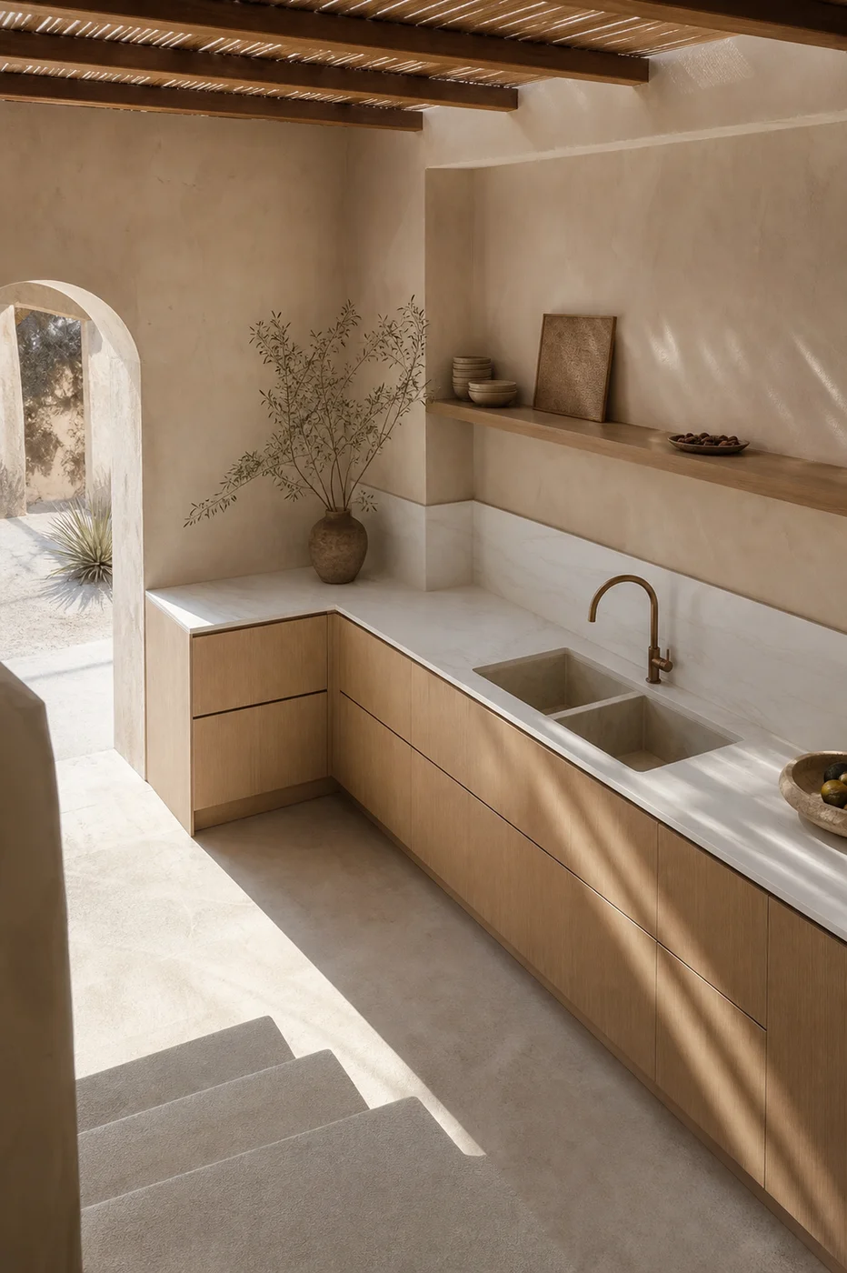 Desert collection kitchen featuring Ivern cabinet and quartz products
