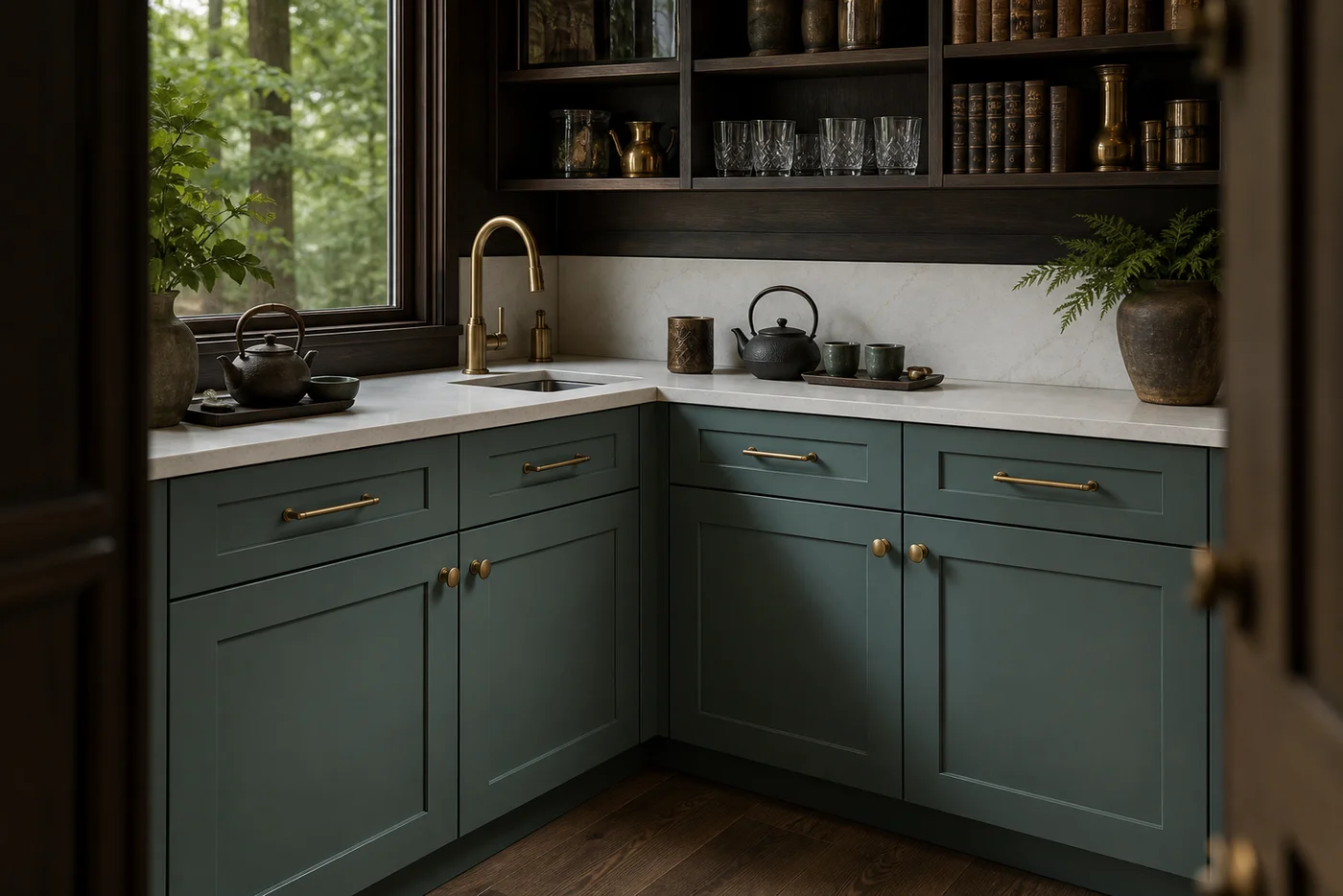 Forest collection interior featuring Ivern cabinet and quartz products