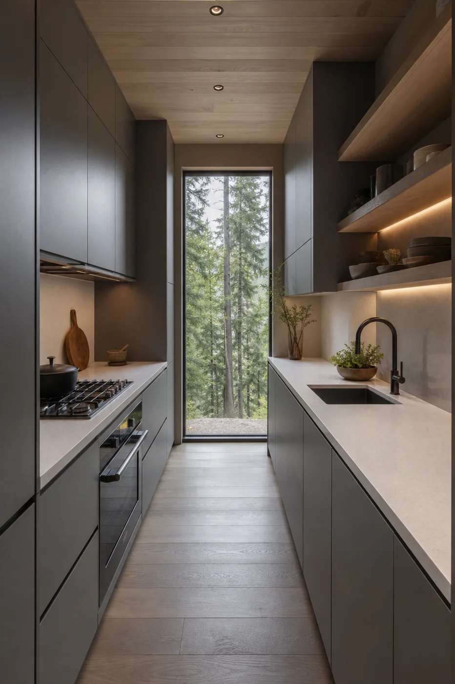 Forest collection kitchen featuring Ivern cabinet and quartz products