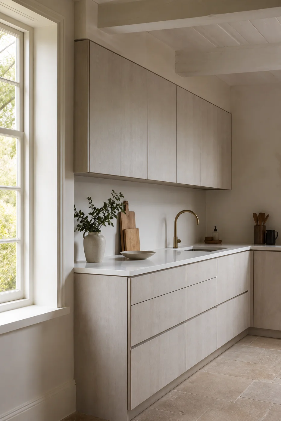 Grassland collection kitchen featuring Ivern cabinet and quartz products