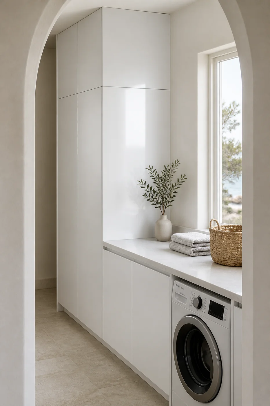 Ocean collection interior featuring Ivern cabinet and quartz products