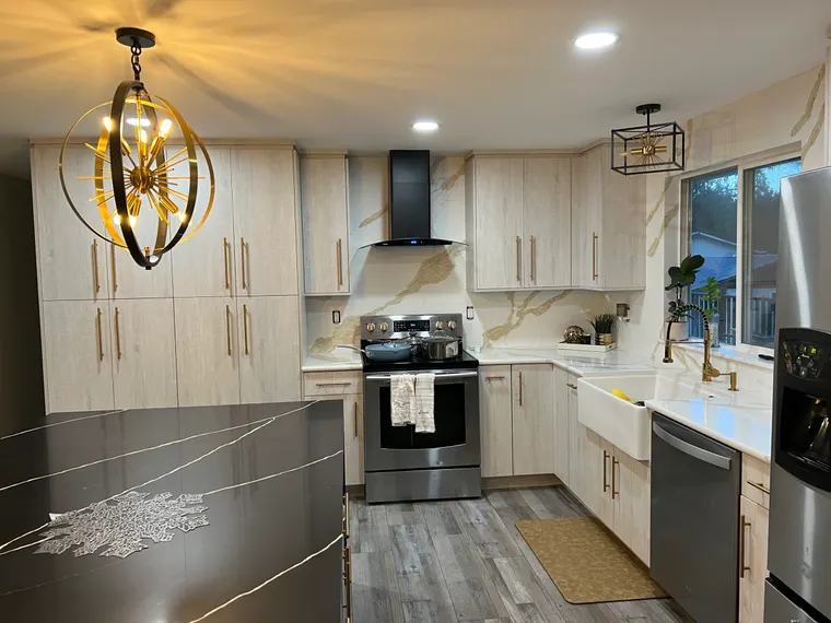 Completed kitchen or home project featuring Metallic White