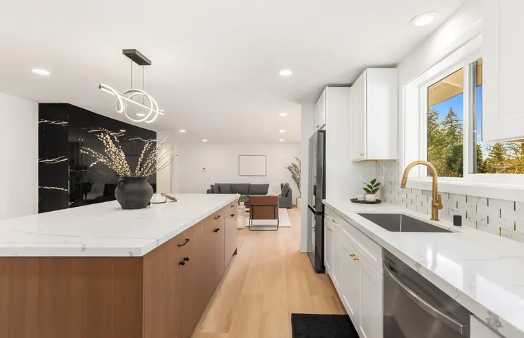 Completed kitchen or home project featuring White Shaker, Cinnamon Latte