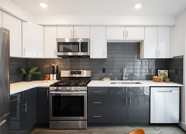 Completed kitchen or home project featuring Metallic Grey, Glossy White