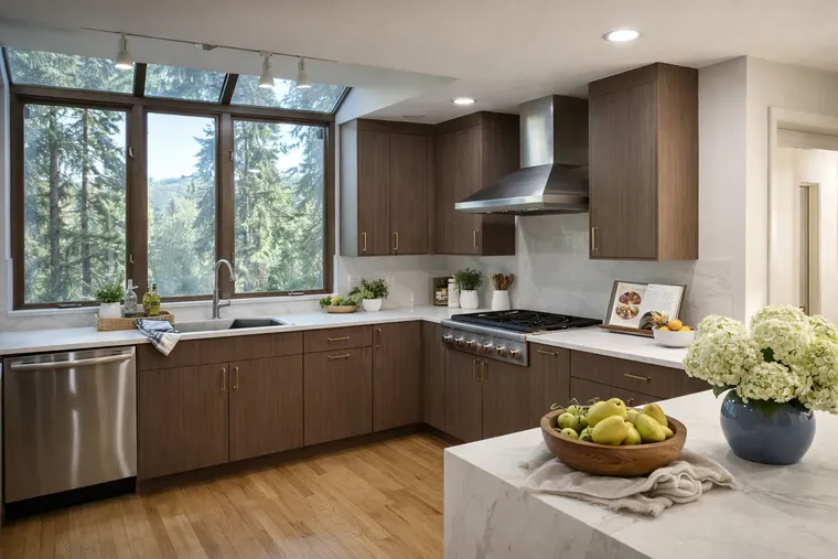 Completed kitchen or home project featuring Laminam Grey