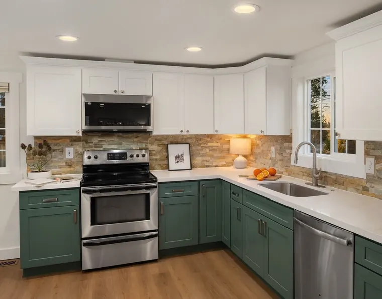 Completed kitchen or home project featuring White Shaker, Mega Sage