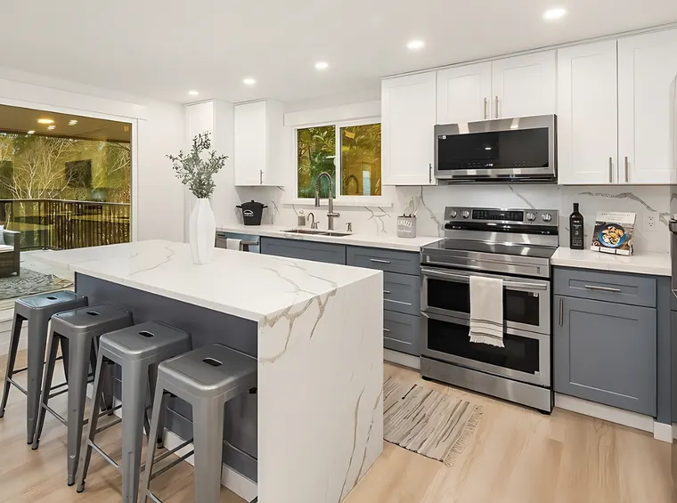 Completed kitchen or home project featuring White Shaker, Grey Shaker