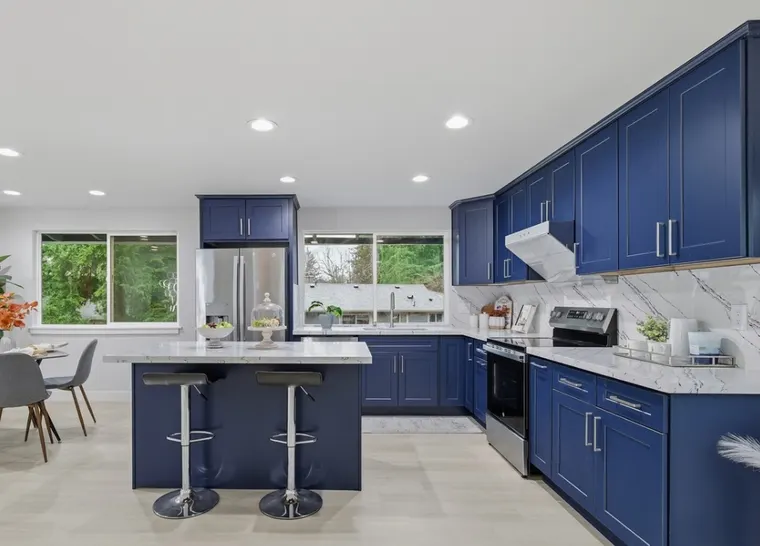 Completed kitchen or home project featuring Blue Shaker