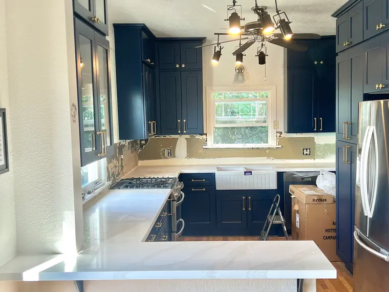Completed kitchen or home project featuring Blue Shaker