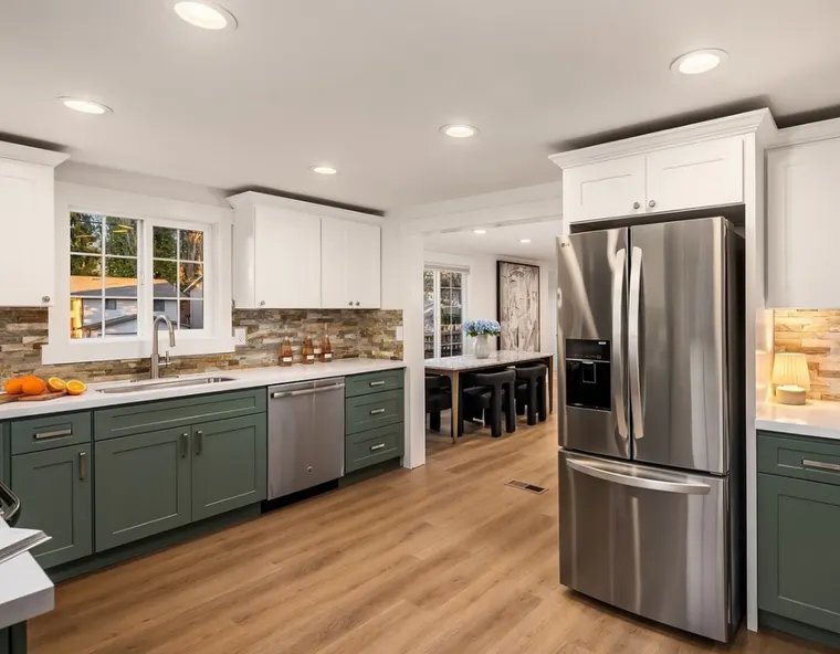 Completed kitchen or home project featuring White Shaker, Mega Sage