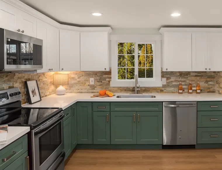 Completed kitchen or home project featuring White Shaker, Mega Sage