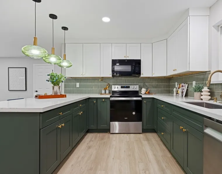 Completed kitchen or home project featuring White Shaker, Mega Sage