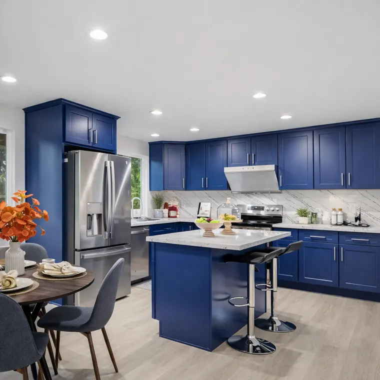 Completed kitchen or home project featuring Blue Shaker