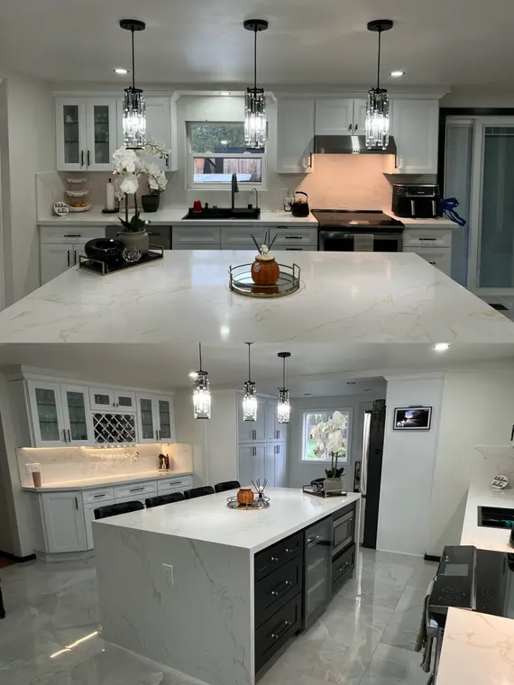 Completed kitchen or home project featuring White Shaker, Charcoal Shaker