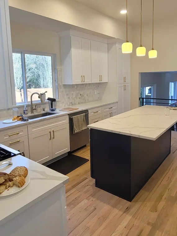 Completed kitchen or home project featuring White Shaker, Blue Shaker