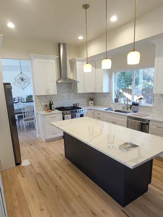 Completed kitchen or home project featuring White Shaker, Blue Shaker