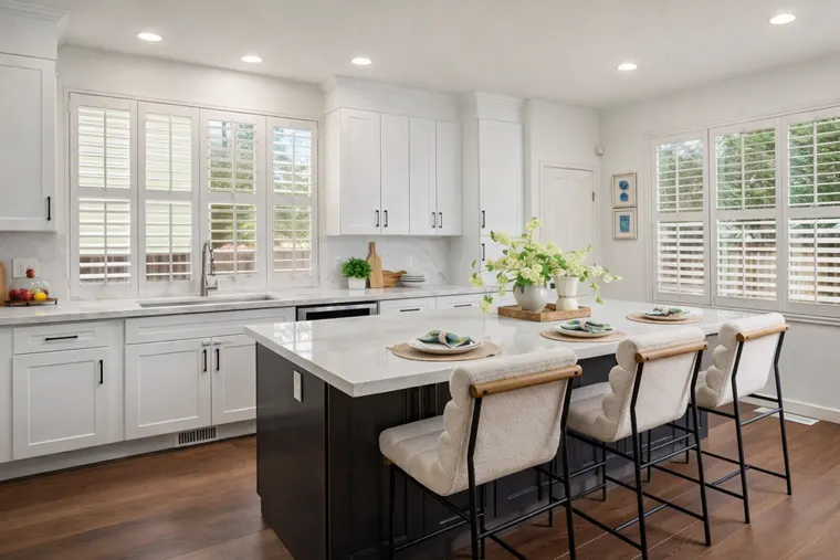 Completed kitchen or home project featuring White Shaker, Iron Shaker