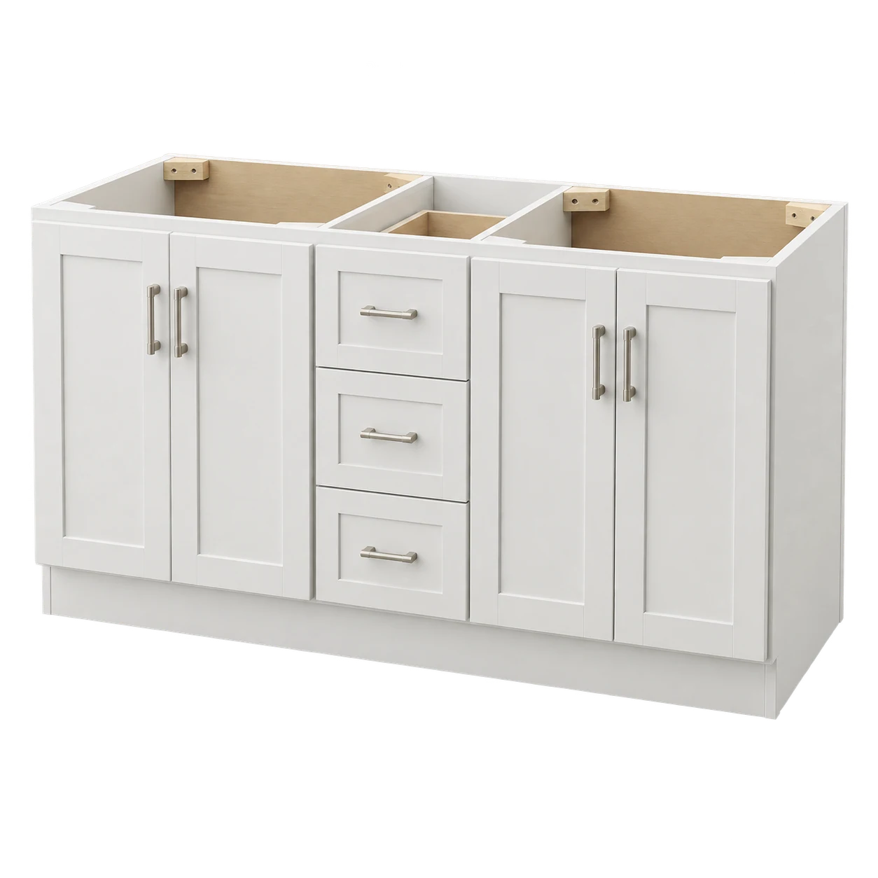 White Shaker double bathroom vanity configuration