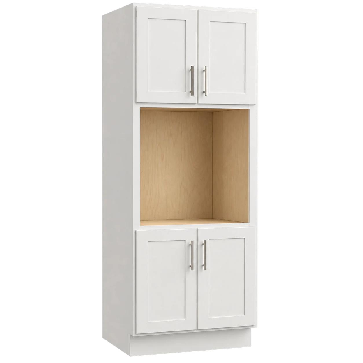 White Shaker tall oven cabinet configuration