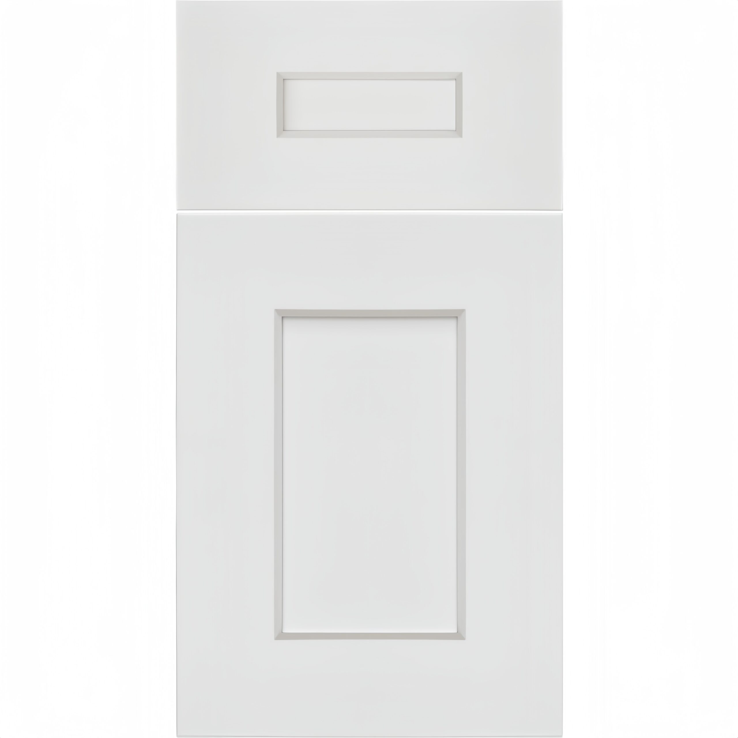 Close view of the White Shaker cabinet door finish